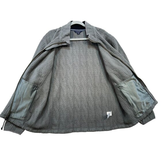 Lands End Mens Full-Zip Textured Fleece Jacket Size Large Gray - Picture 10 of 13